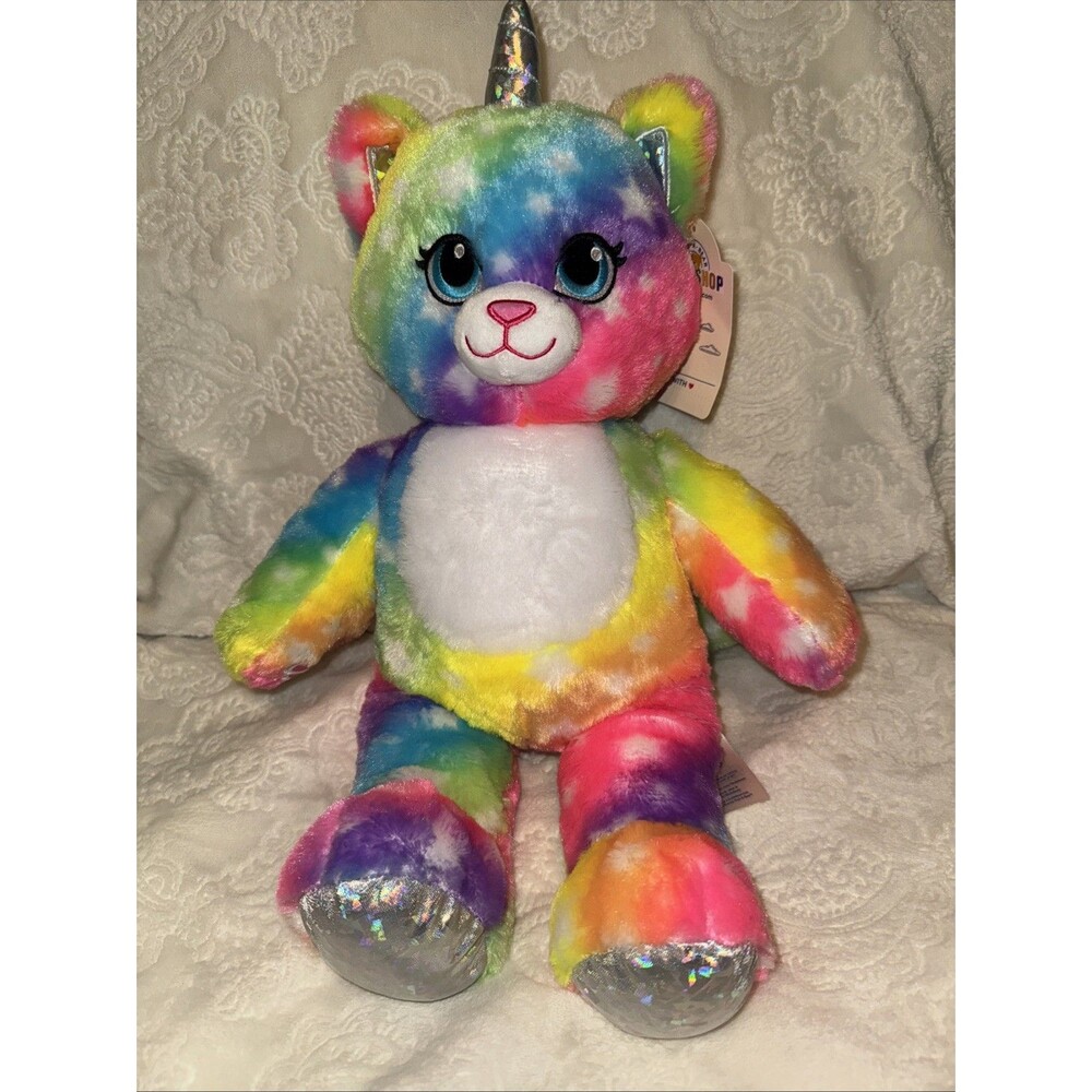 Build A Bear Rainbow Kittycorn Plush Unicorn Cat Stuffed Animal 16" W Tags